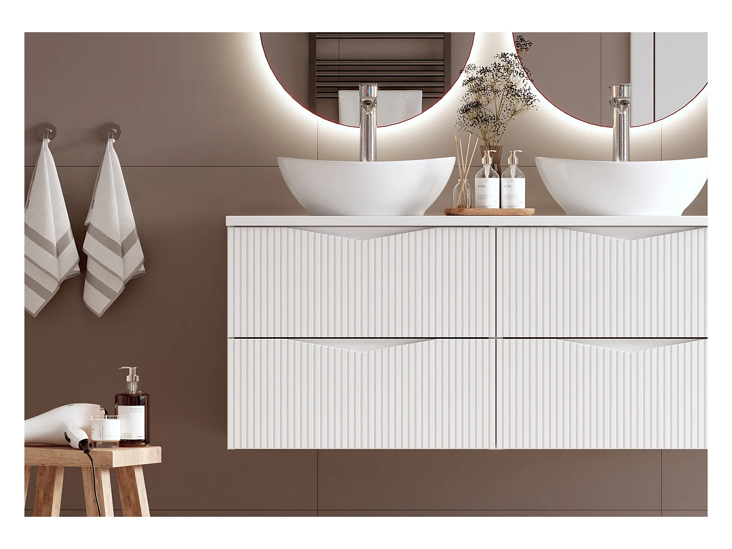 Meuble sous-vasque 120cm plan de toilette Tao Blanc