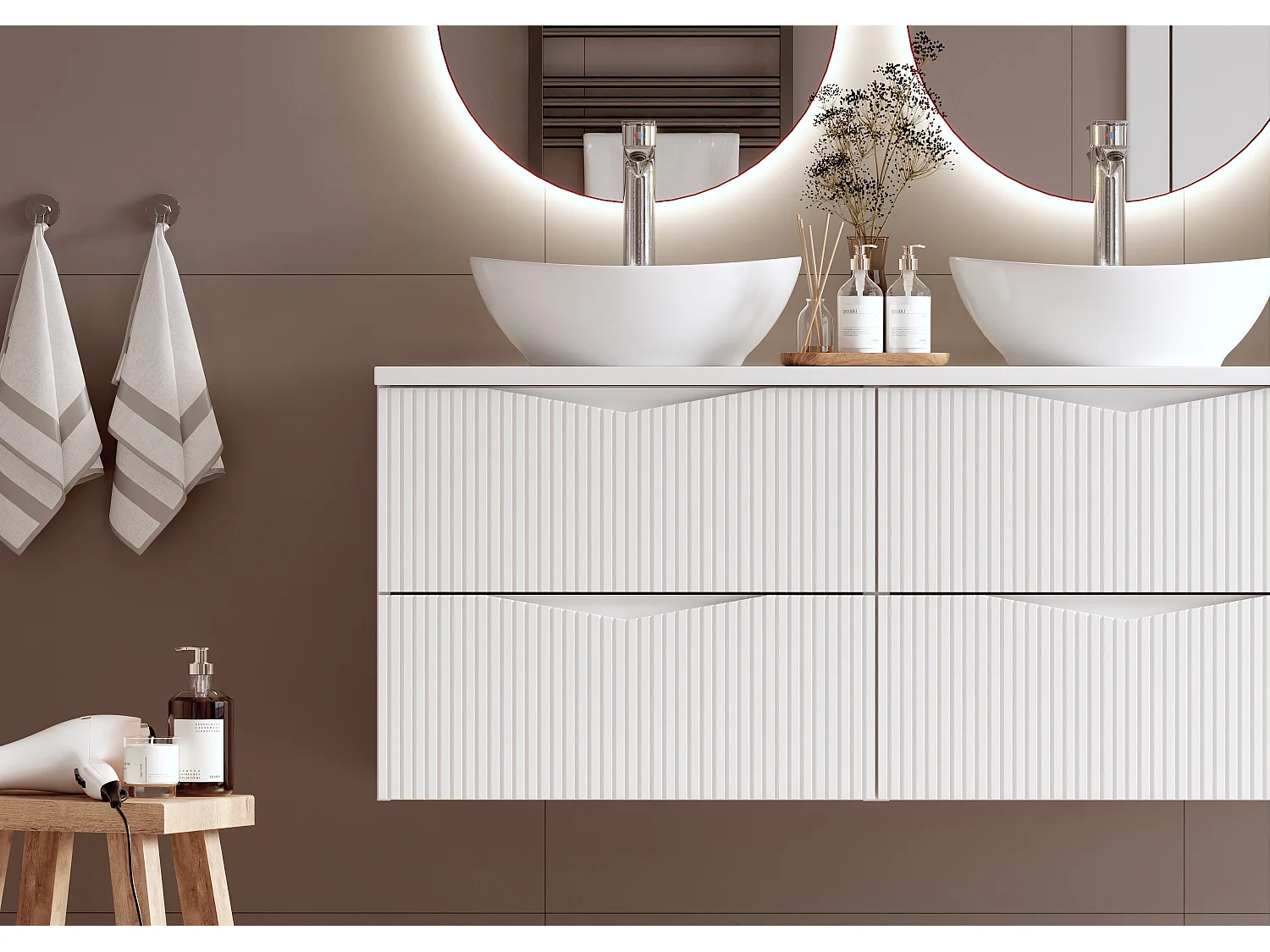 Meuble sous-vasque 120cm plan de toilette Tao Blanc