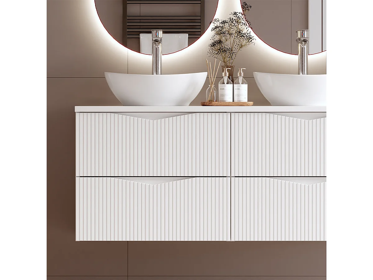 Meuble sous-vasque 120cm plan de toilette Tao Blanc