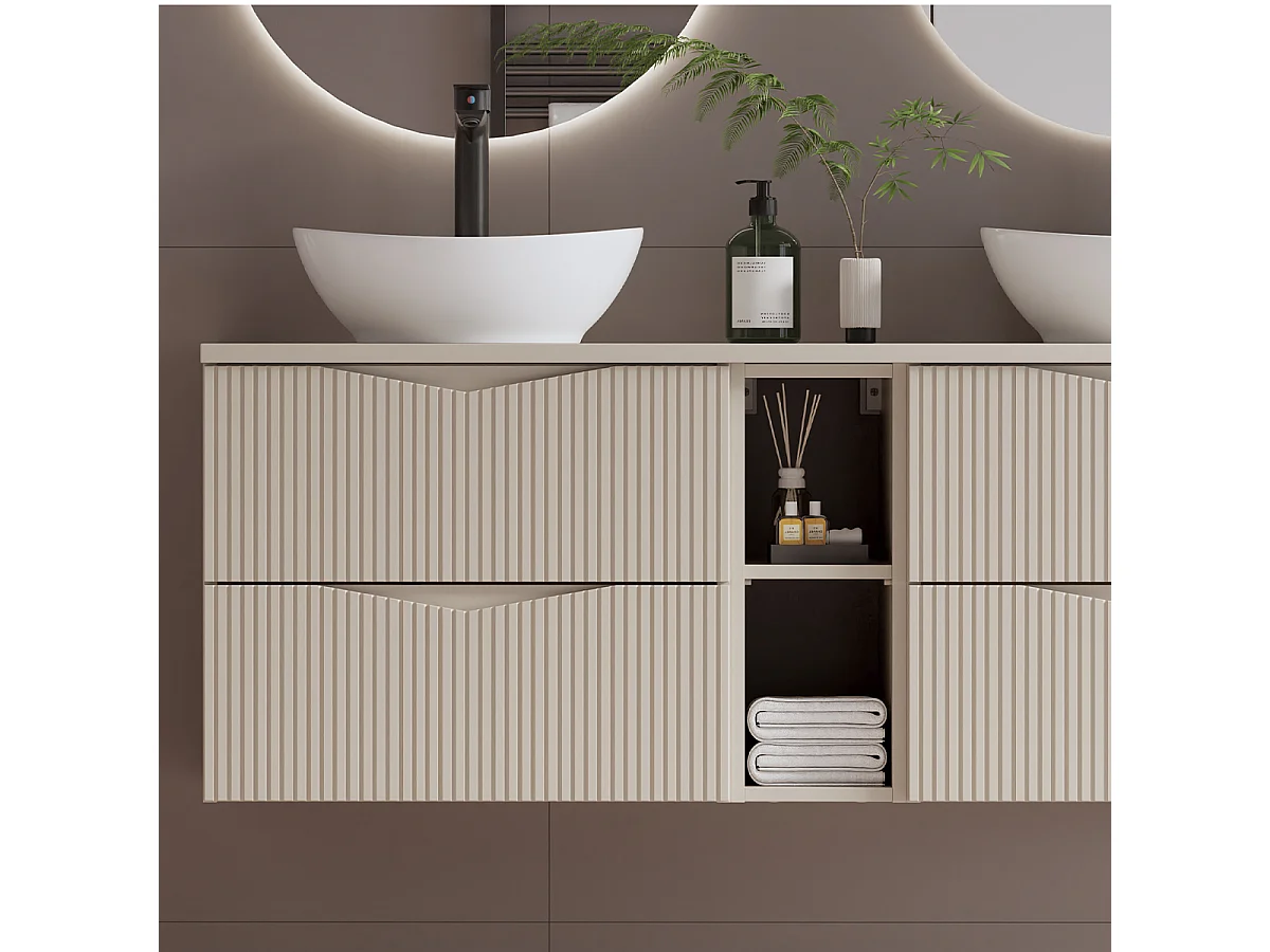 Mueble bajo lavabo 140cm 2 compartimientos encimera Tao Cachemira