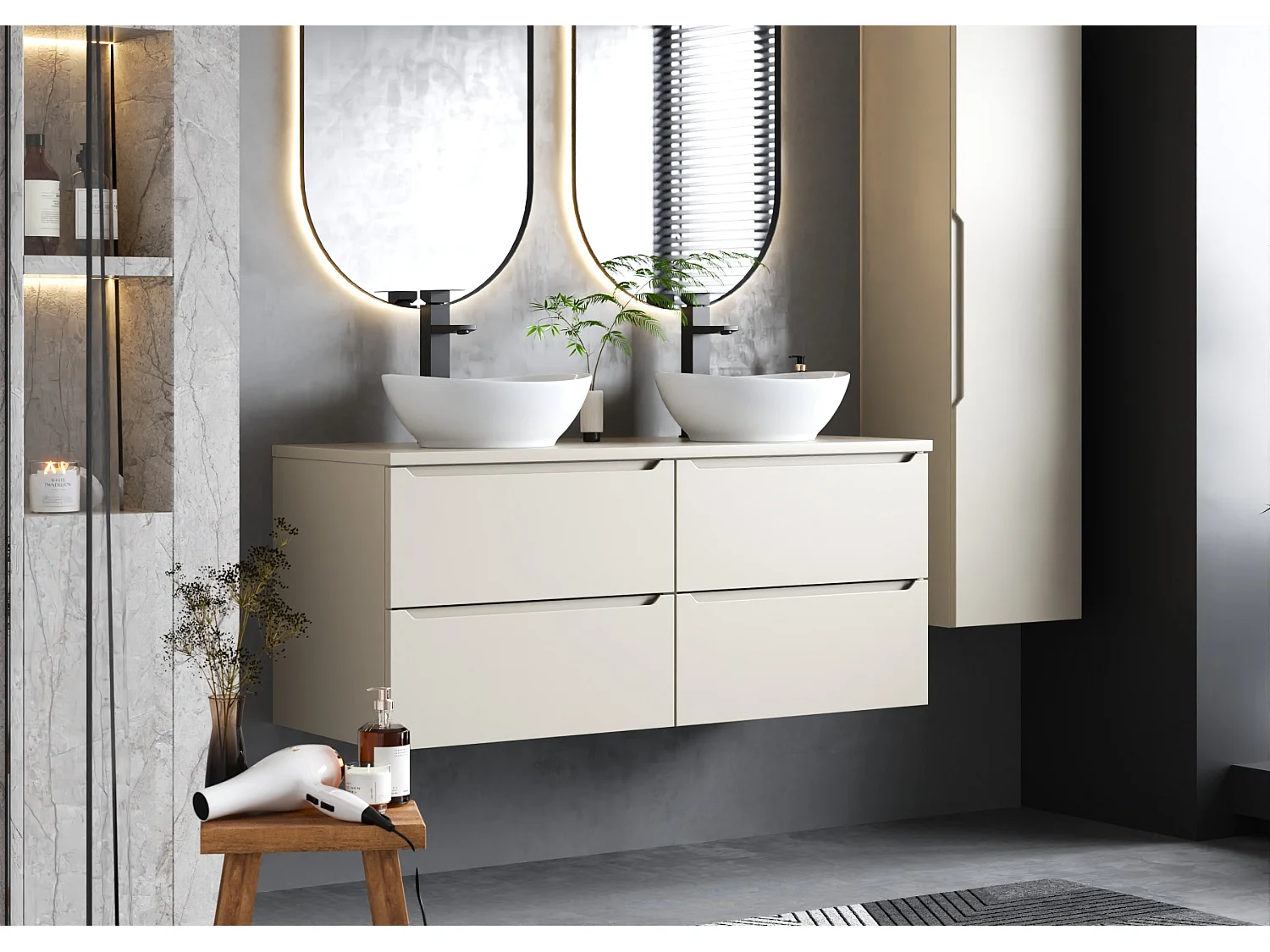 Kasjmier badkamerset 120 cm Kast met blad Etna