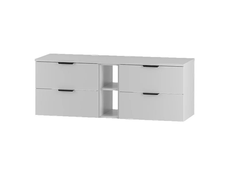 Weißes Badezimmer-Set 140 cm Schrank Regal Arbeitsplatte Pile
