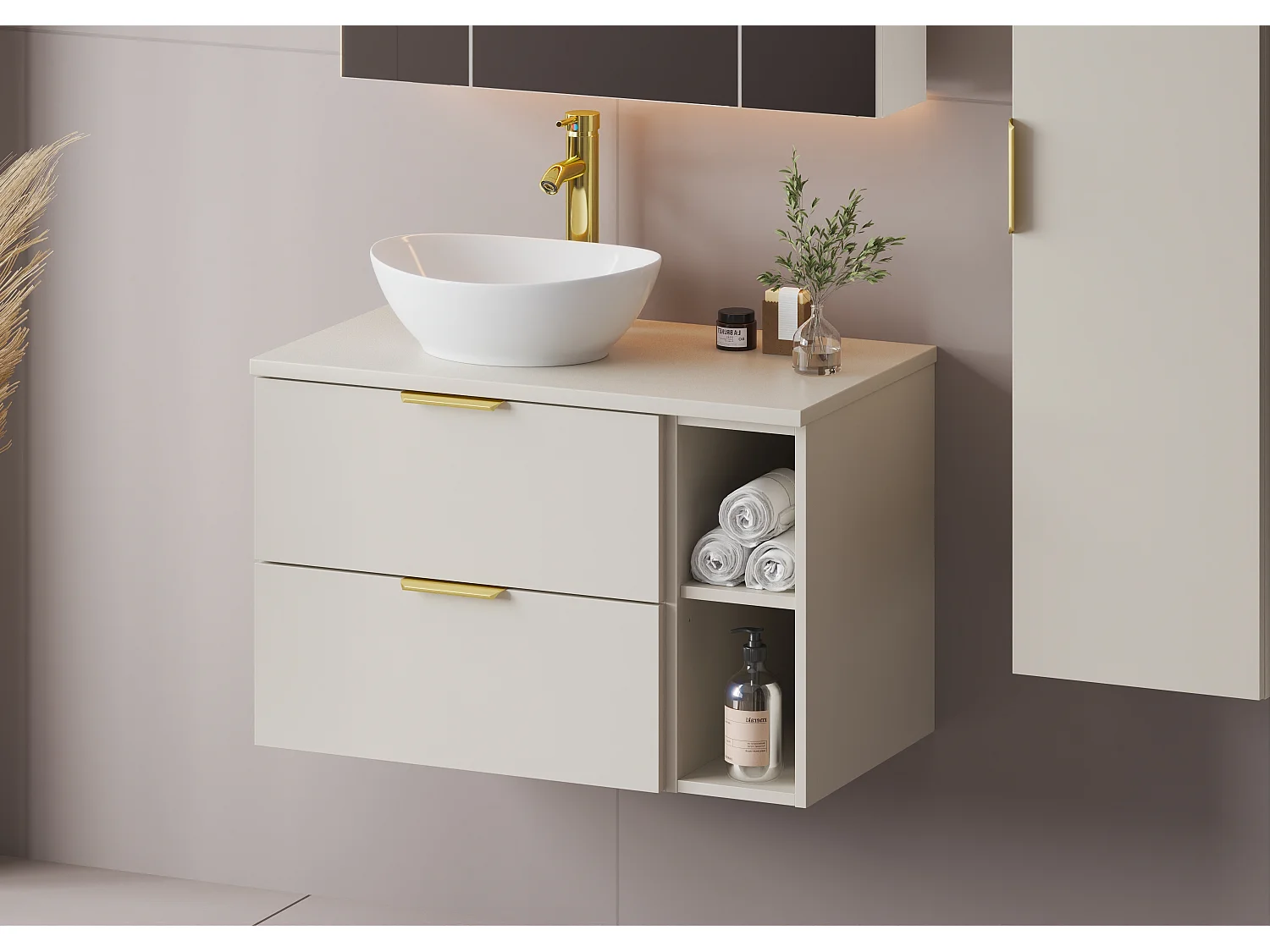 Kasjmier badkamerset 80 cm Kast Rek Werkblad Pile