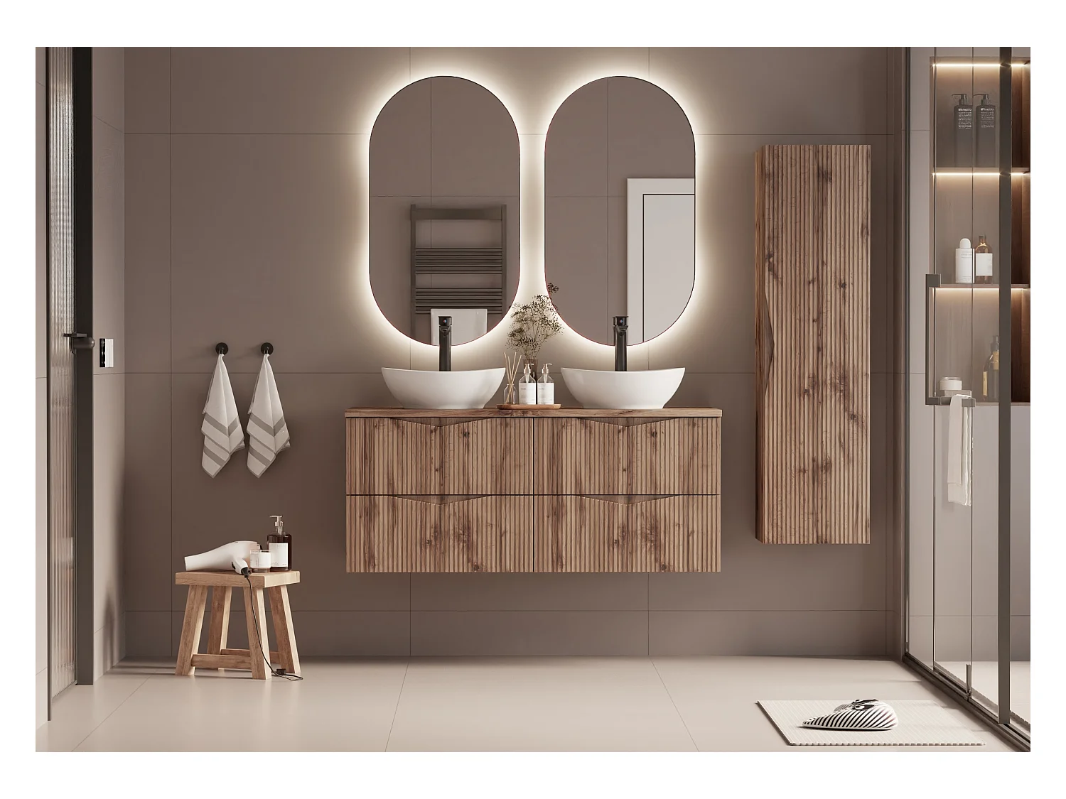 Meuble sous-vasque 120cm plan de toilette Tao Bois