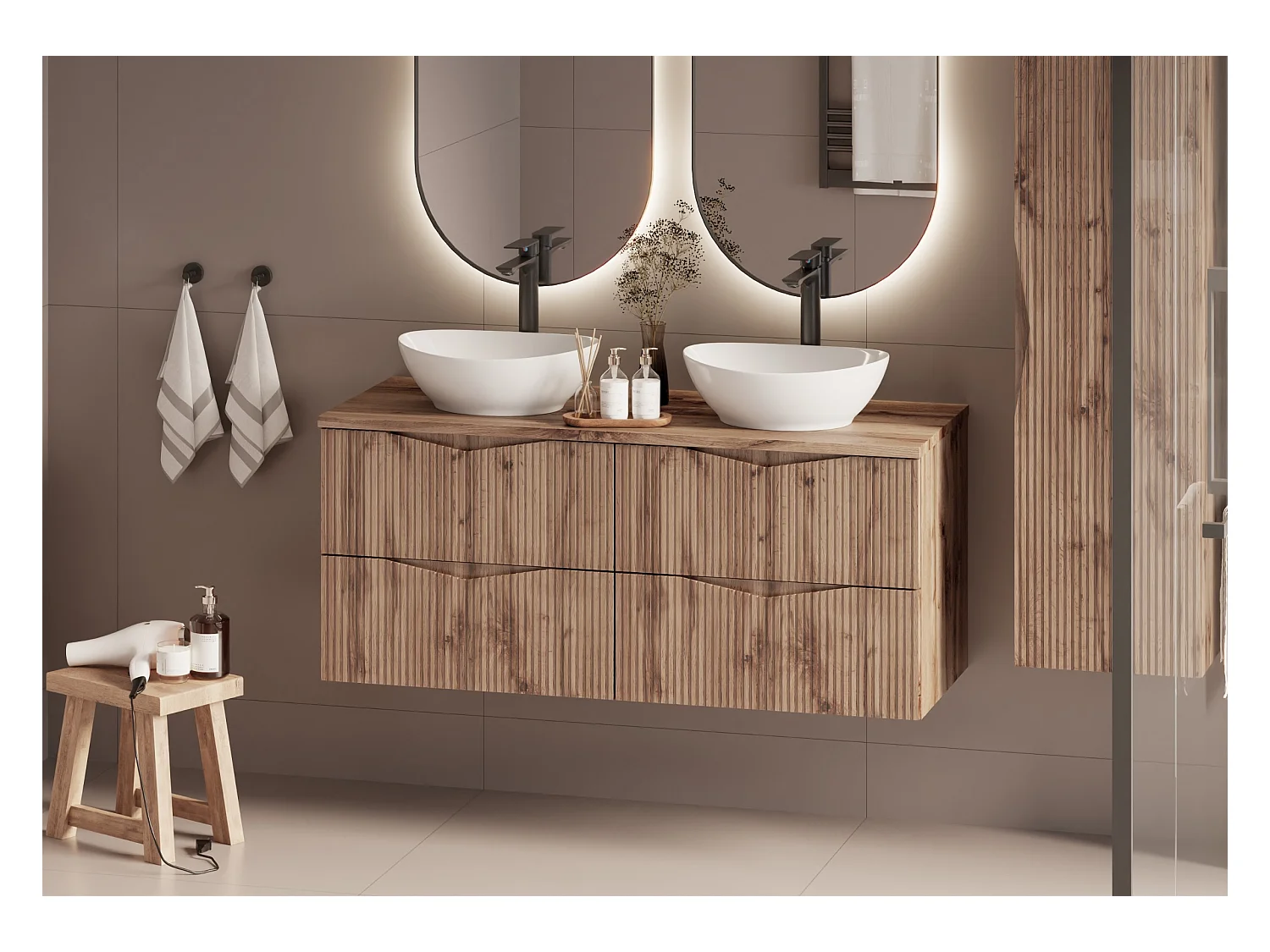 Meuble sous-vasque 120cm plan de toilette Tao Bois