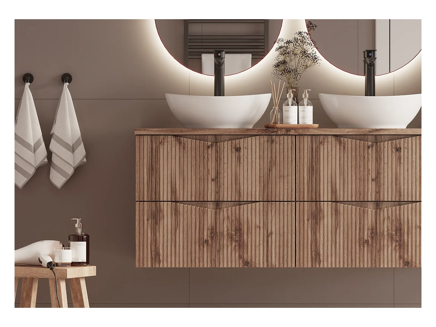 Meuble sous-vasque 120cm plan de toilette Tao Bois