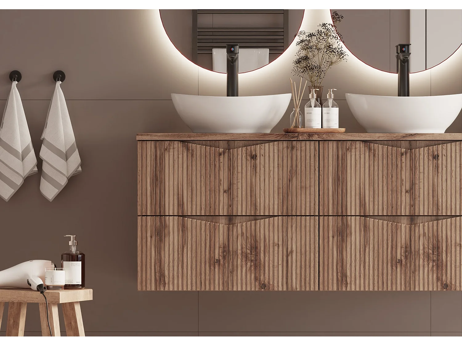 Meuble sous-vasque 120cm plan de toilette Tao Bois