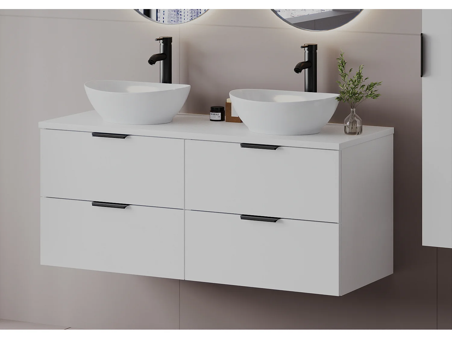 Witte wastafelkast 60 cm 2 lades Pile