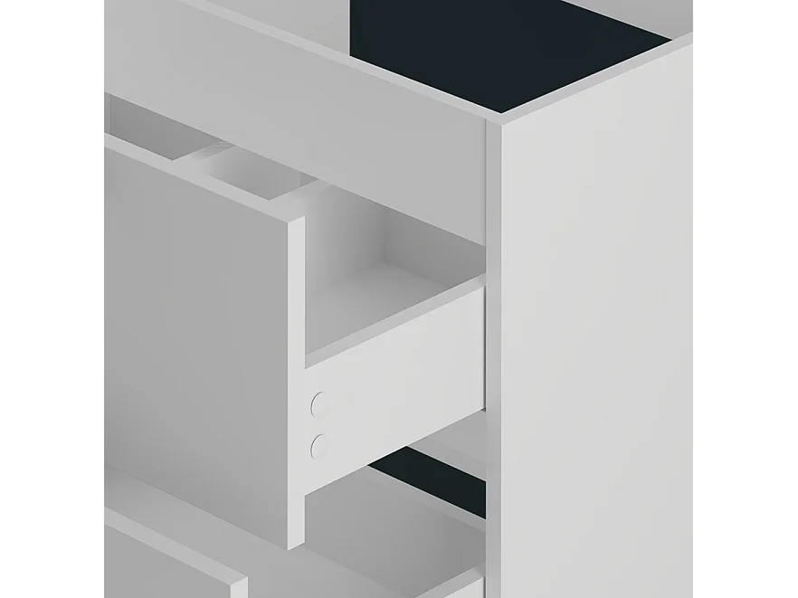 Weißer Waschbeckenunterschrank 60 cm, 2 Schubladen, Pile