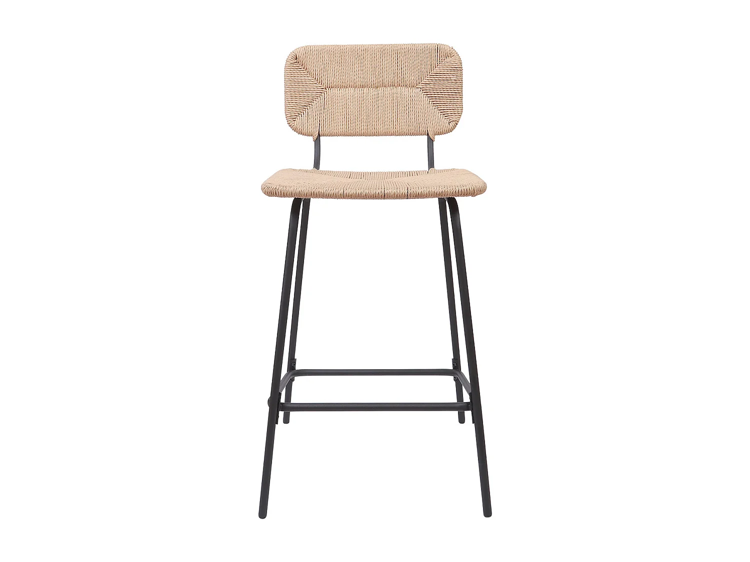 Conjunto de taburetes de bar de metal con asiento de ratán 65cm NEMA