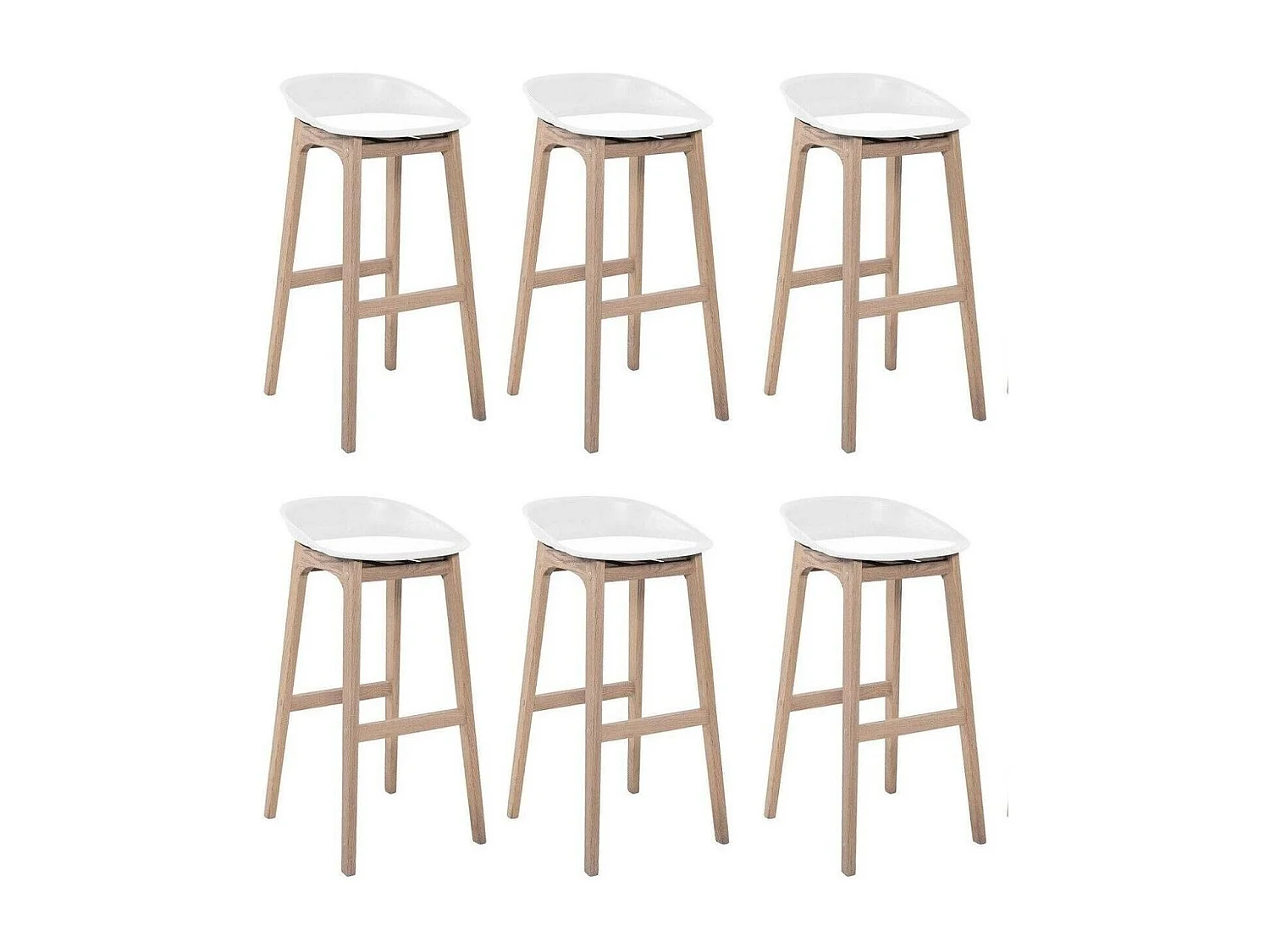 Conjunto de taburetes de bar RIVA de roble de 75 cm con asiento de plástico