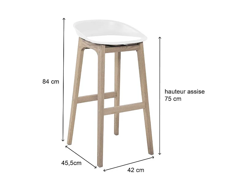 Conjunto de bancos altos RIVA carvalho 75 cm com assento de plástico