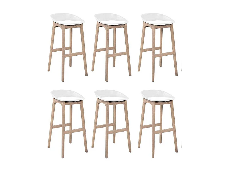 Set di sgabelli da bar RIVA in rovere da 75 cm con seduta in plastica