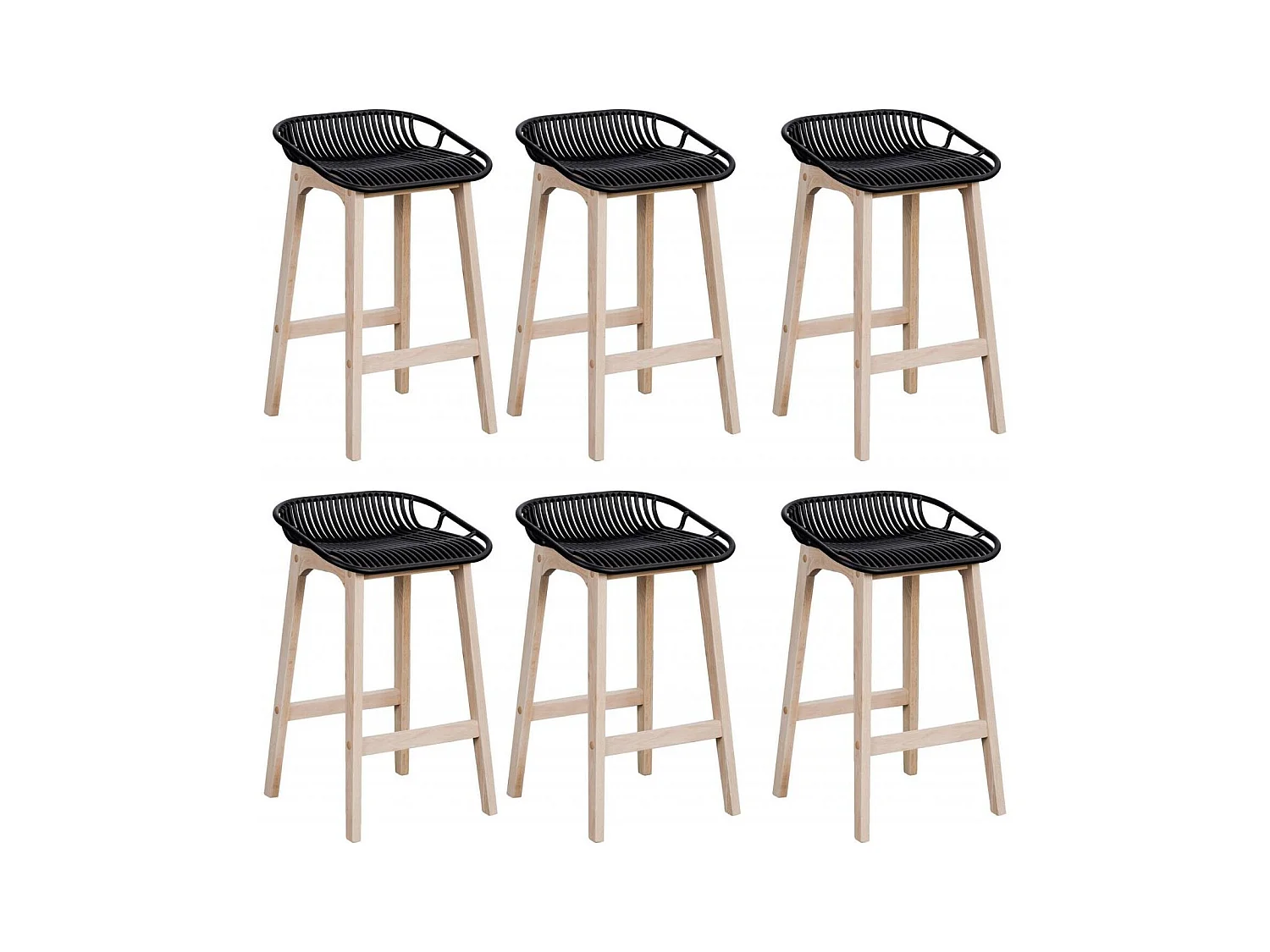 Set di sedie da bar e isola in rovere MALMO da 65 cm con seduta in plastica