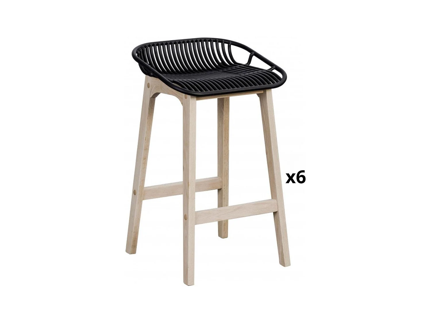 Set di sedie da bar e isola in rovere MALMO da 65 cm con seduta in plastica