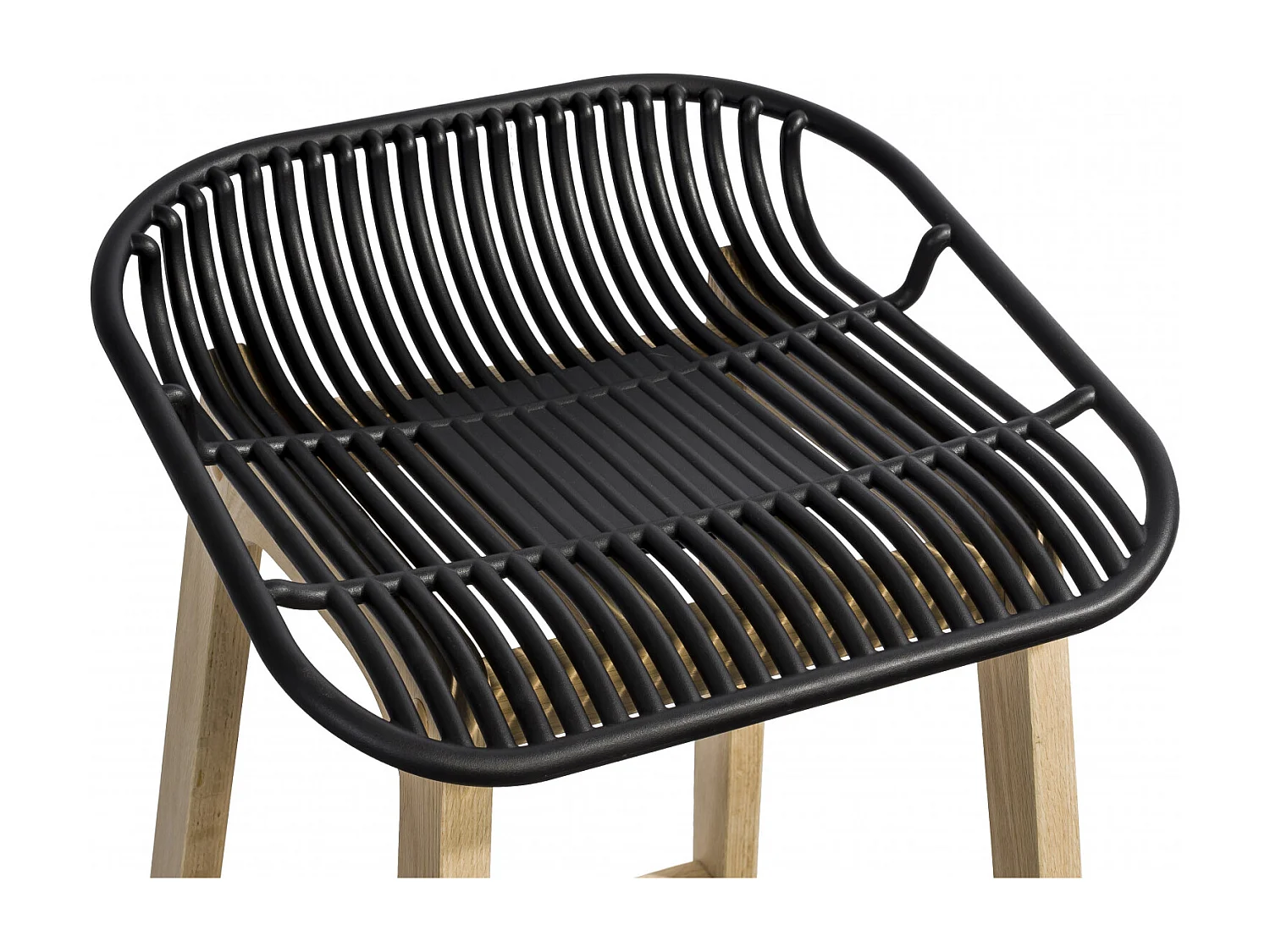 Conjunto de sillas de isla y bar MALMO de roble de 65 cm con asiento de plástico