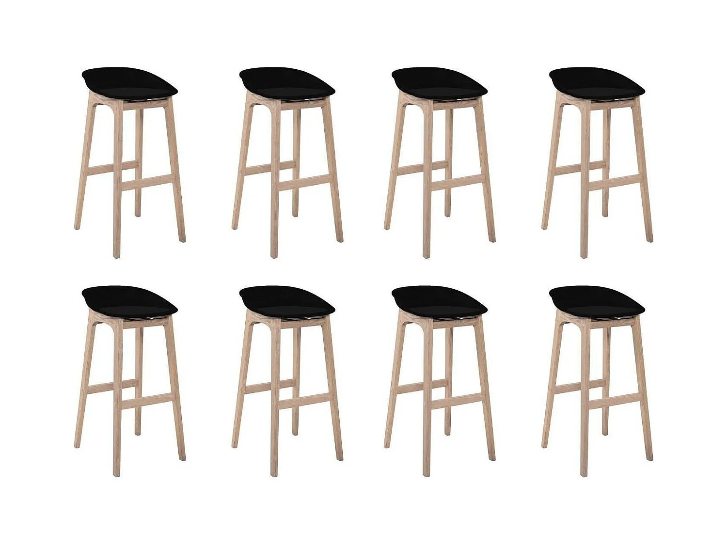 Set di sgabelli da bar RIVA in rovere da 75 cm con seduta in plastica