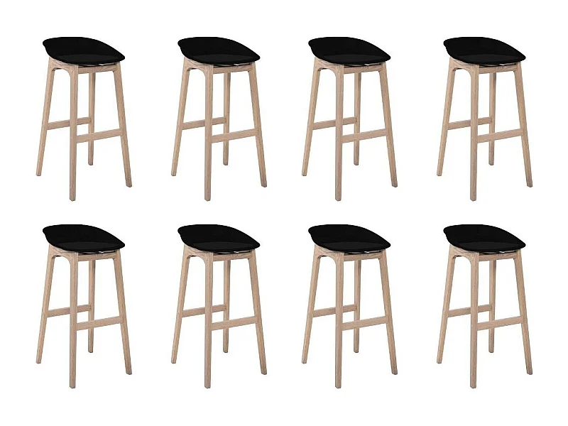 Set di sgabelli da bar RIVA in rovere da 75 cm con seduta in plastica