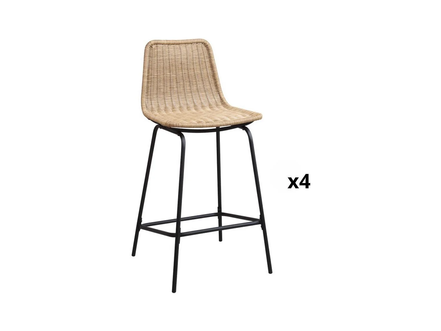 Set di sgabelli da bar e isola in metallo con seduta in rattan 65 cm BALI