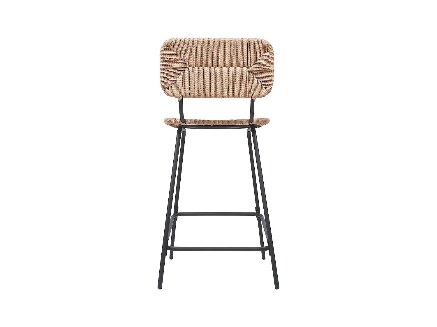 Set di sgabelli da bar e isola in metallo con seduta in rattan 65 cm NEMA