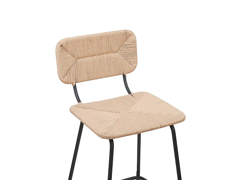 Conjunto de bancos altos de metal com assento de vime 65cm NEMA