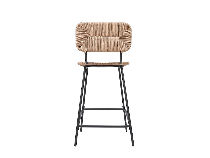 Conjunto de bancos altos de metal com assento de vime 65cm NEMA