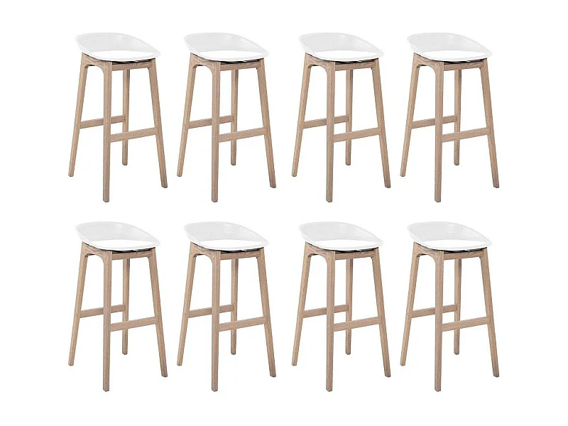 Set di sgabelli da bar RIVA in rovere da 75 cm con seduta in plastica