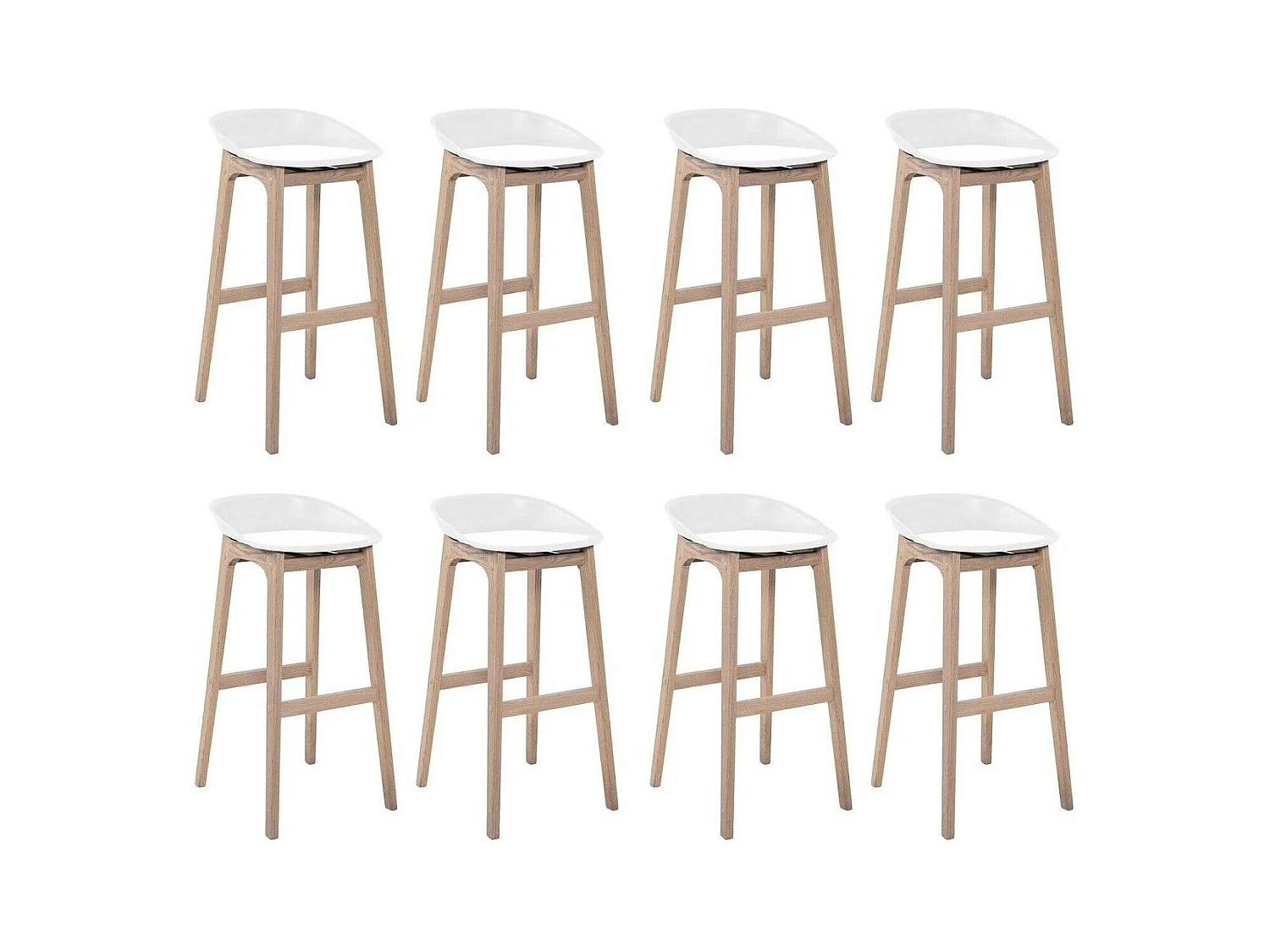 Set di sgabelli da bar RIVA in rovere da 75 cm con seduta in plastica