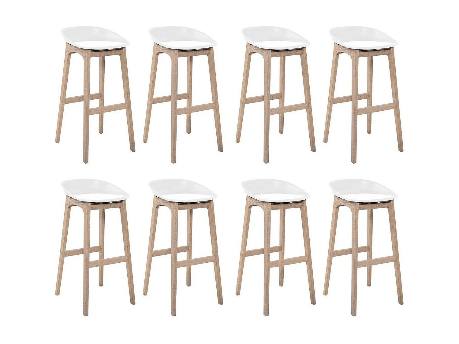 Conjunto de taburetes de bar RIVA de roble de 75 cm con asiento de plástico