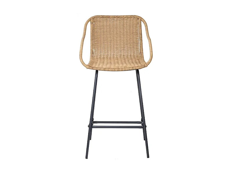Set metalen eiland- en barstoelen met rotan zitting 65cm MOOREA