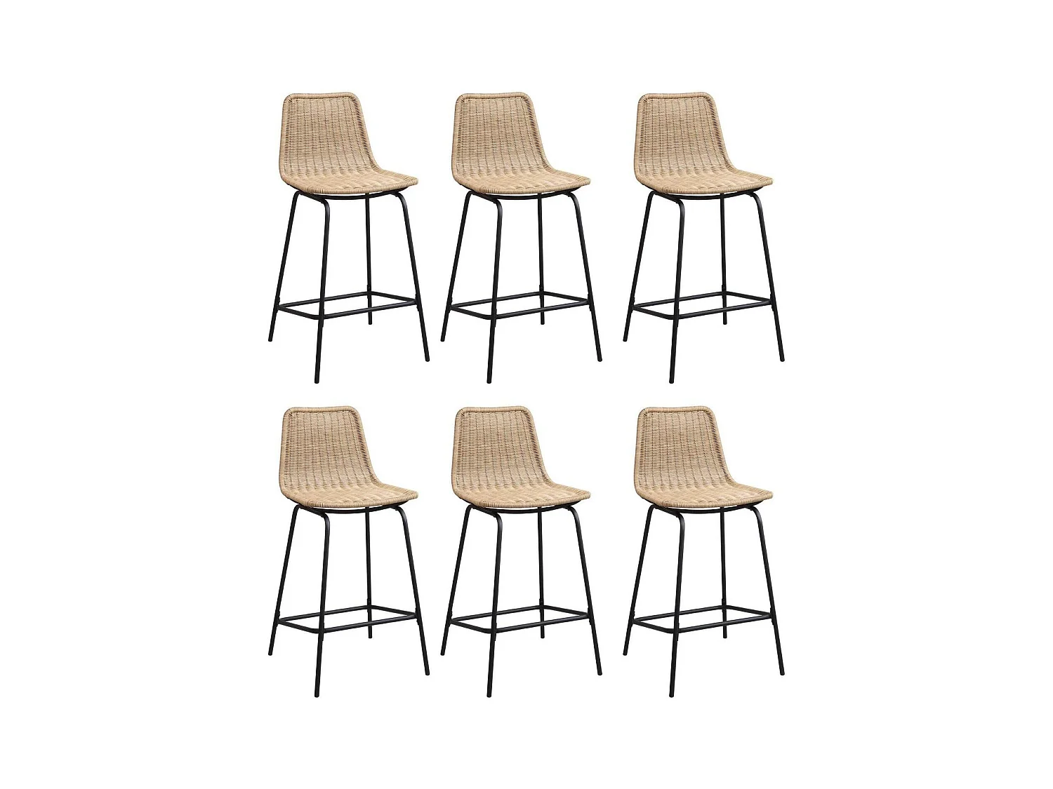 Set di sgabelli da bar e isola in metallo con seduta in rattan 65 cm BALI