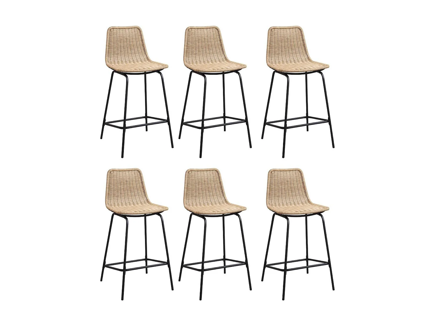 Set di sgabelli da bar e isola in metallo con seduta in rattan 65 cm BALI