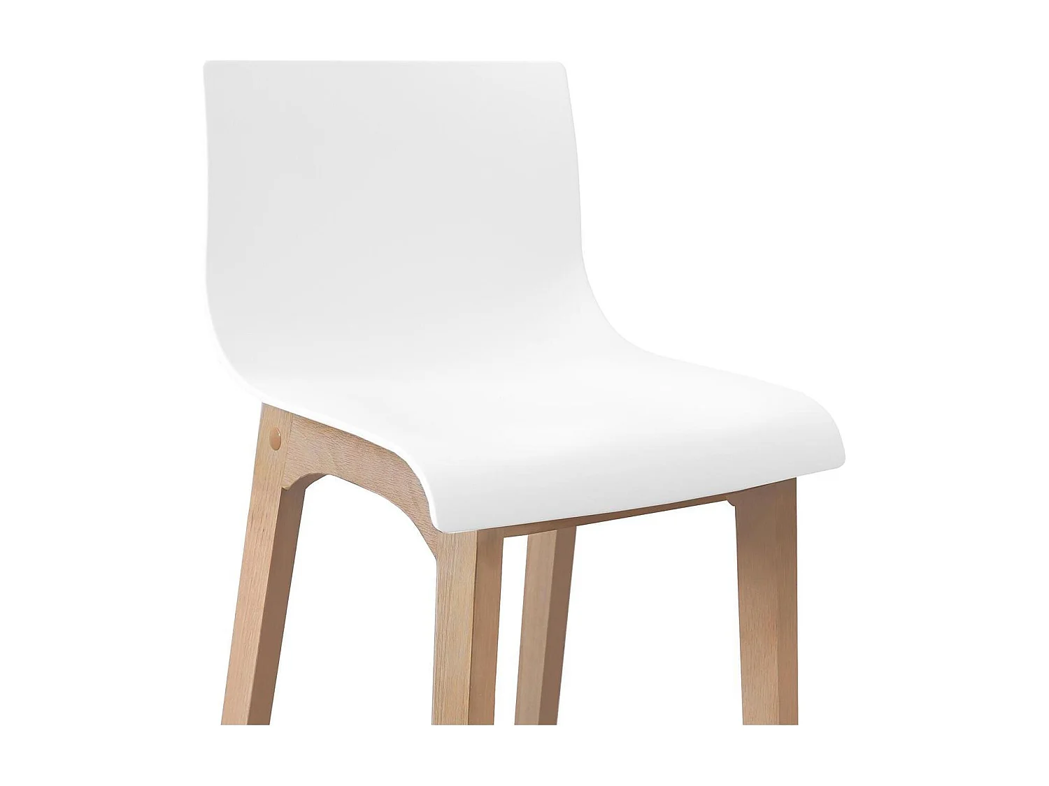 Conjunto de taburetes de bar TANNA de roble de 75 cm con asiento de plástico blanco