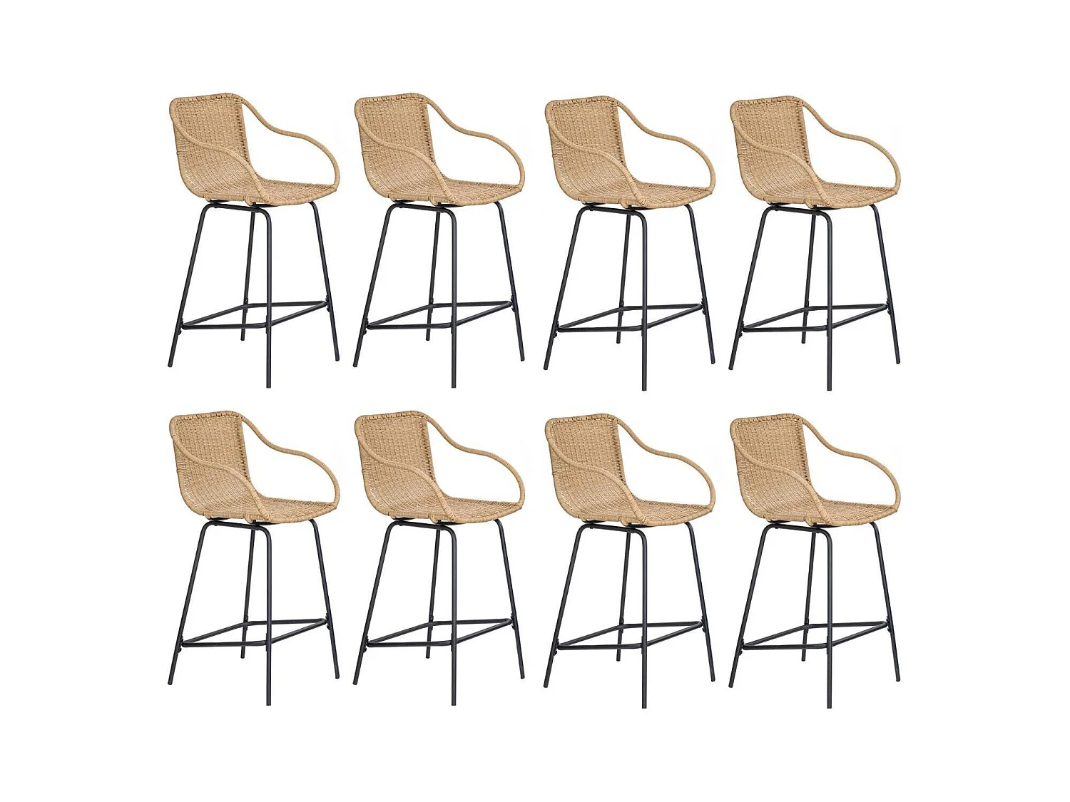 Set di sedie da bar e da isola in metallo con seduta in rattan 65 cm MOOREA