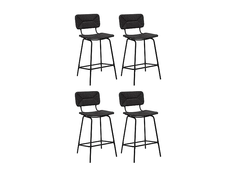 Set di sgabelli da bar e isola in metallo con seduta in rattan 65 cm NEMA