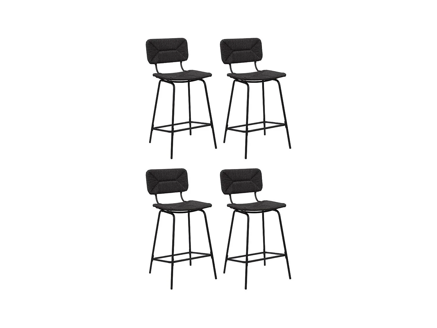 Set di sgabelli da bar e isola in metallo con seduta in rattan 65 cm NEMA