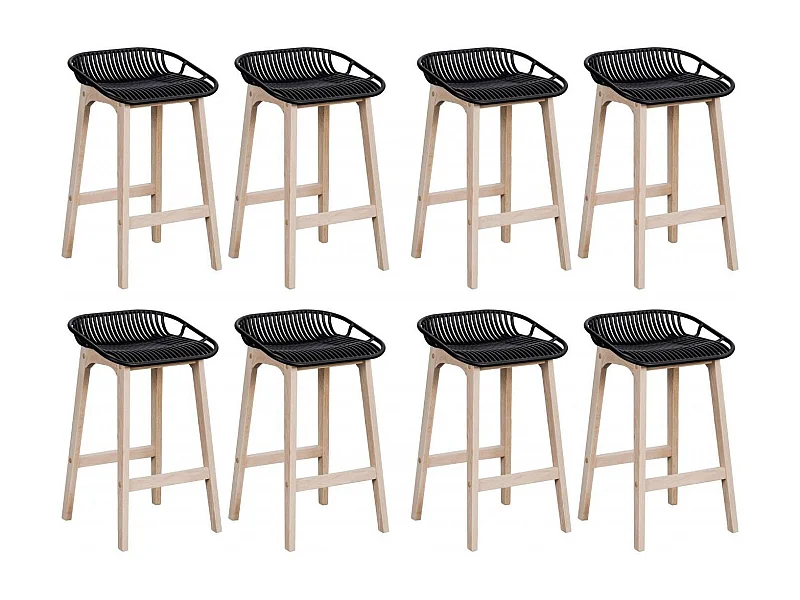 Set di sedie da bar e isola in rovere MALMO da 65 cm con seduta in plastica