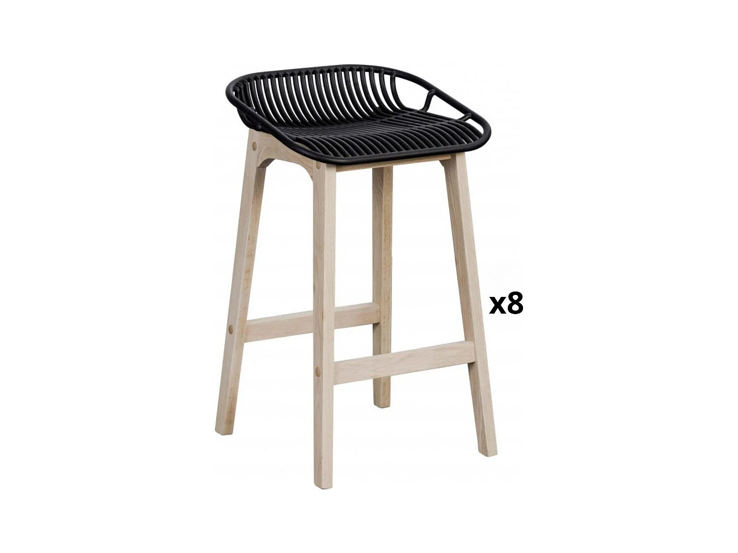 Set di sedie da bar e isola in rovere MALMO da 65 cm con seduta in plastica