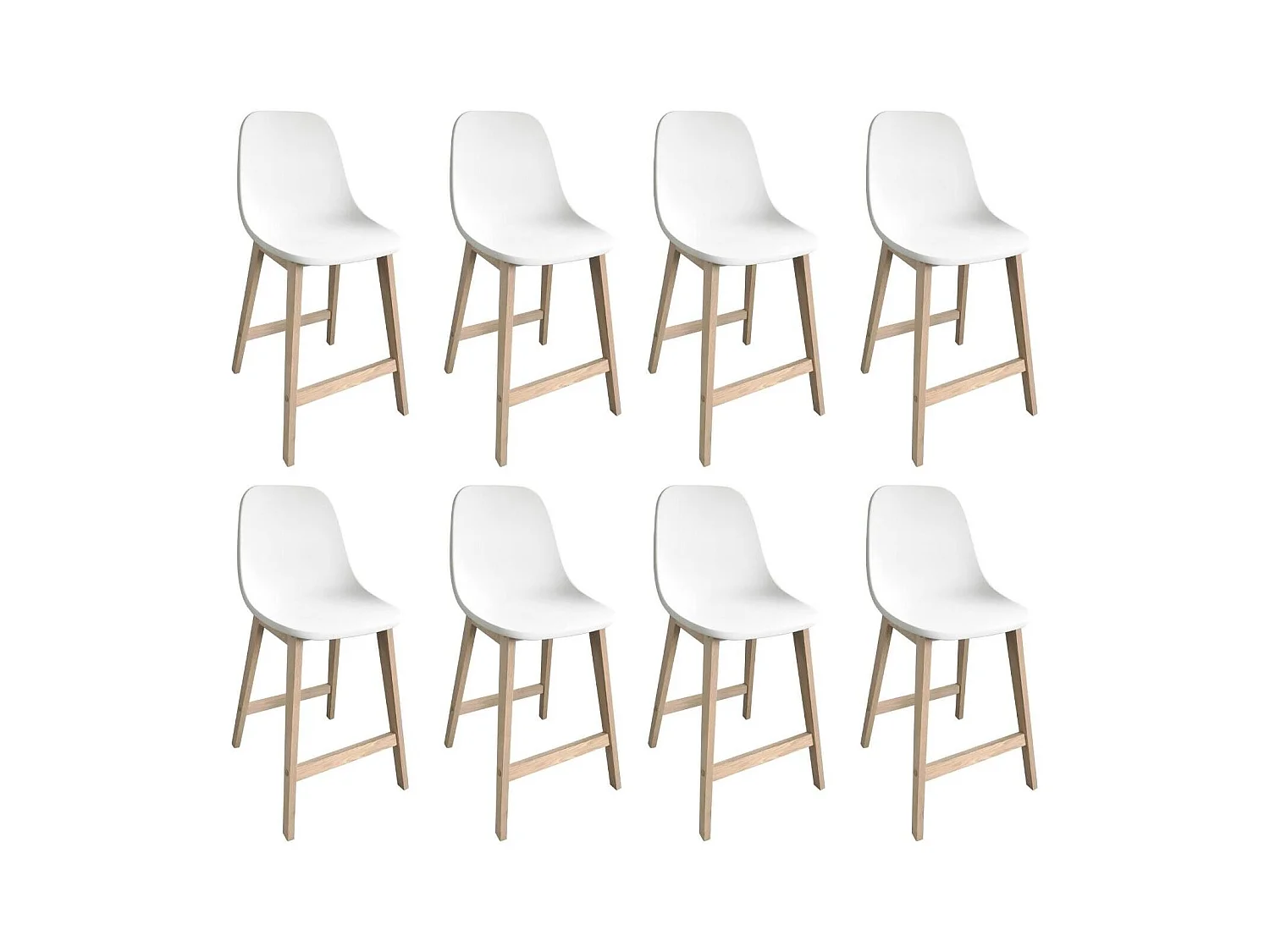 Conjunto de sillas de isla y bar de roble con asiento de plástico de 65cm ELIOS
