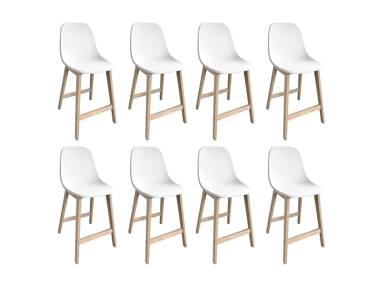 Set aus Insel- und Barstühlen aus Eiche mit 65 cm Kunststoffsitzfläche ELIOS