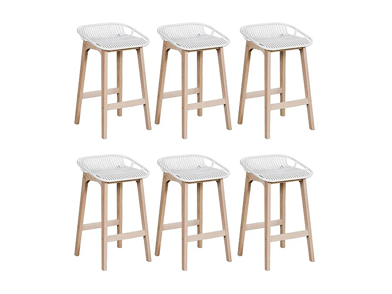 Set di sedie da bar e isola in rovere MALMO da 65 cm con seduta in plastica