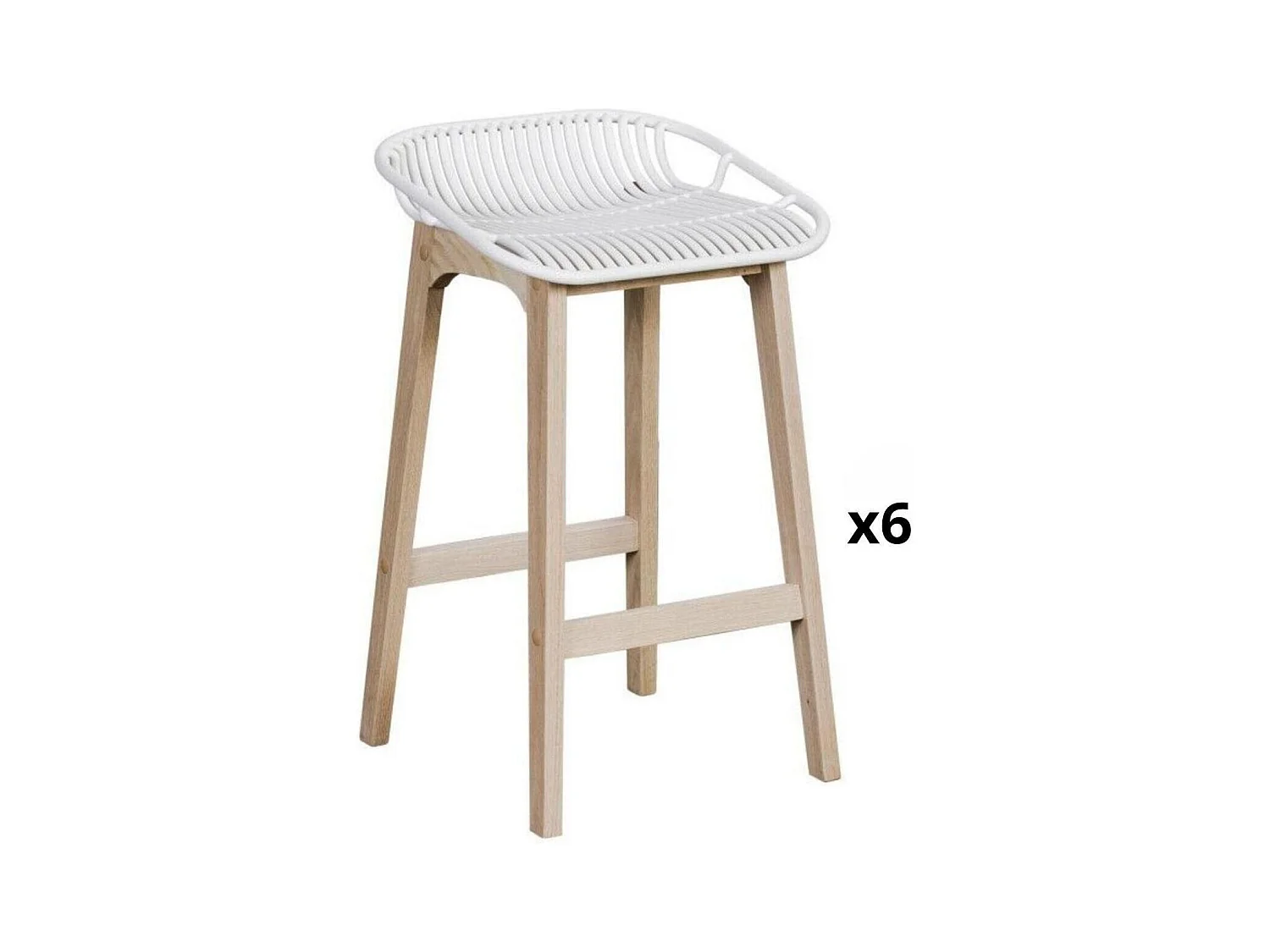 Set mit 65 cm großen Insel- und Barstühlen MALMO aus Eiche mit Kunststoffsitz