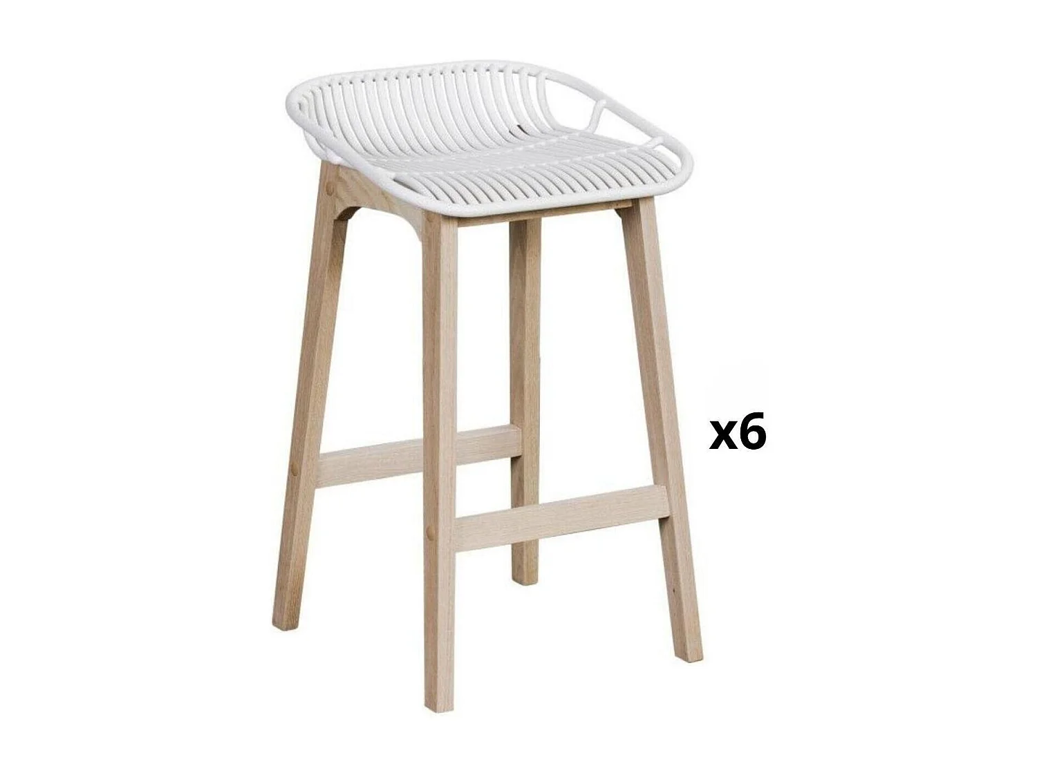 Set mit 65 cm großen Insel- und Barstühlen MALMO aus Eiche mit Kunststoffsitz