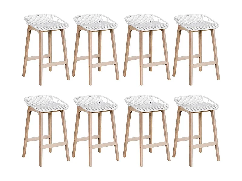 Set di sedie da bar e isola in rovere MALMO da 65 cm con seduta in plastica