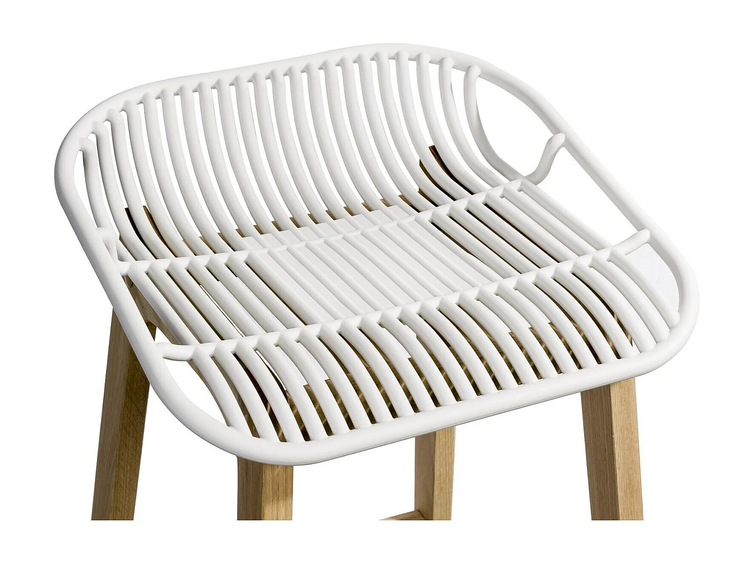 Conjunto de sillas de isla y bar MALMO de roble de 65 cm con asiento de plástico