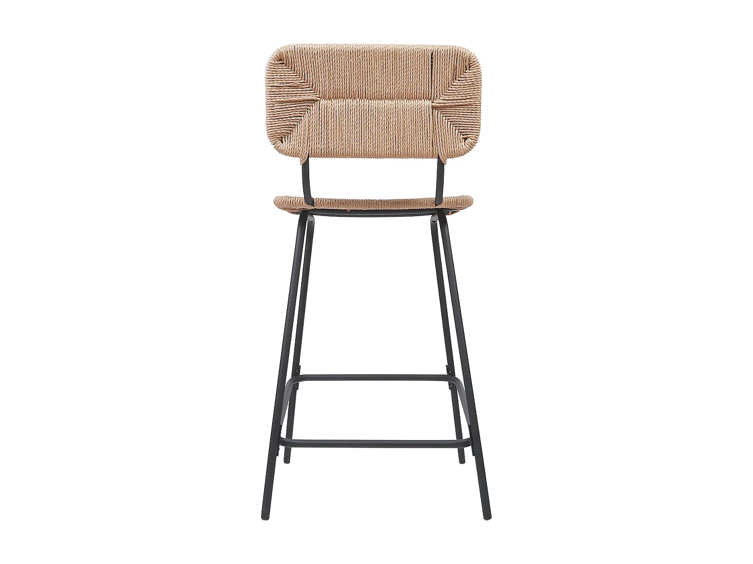 Set di sgabelli da bar e isola in metallo con seduta in rattan 65 cm NEMA