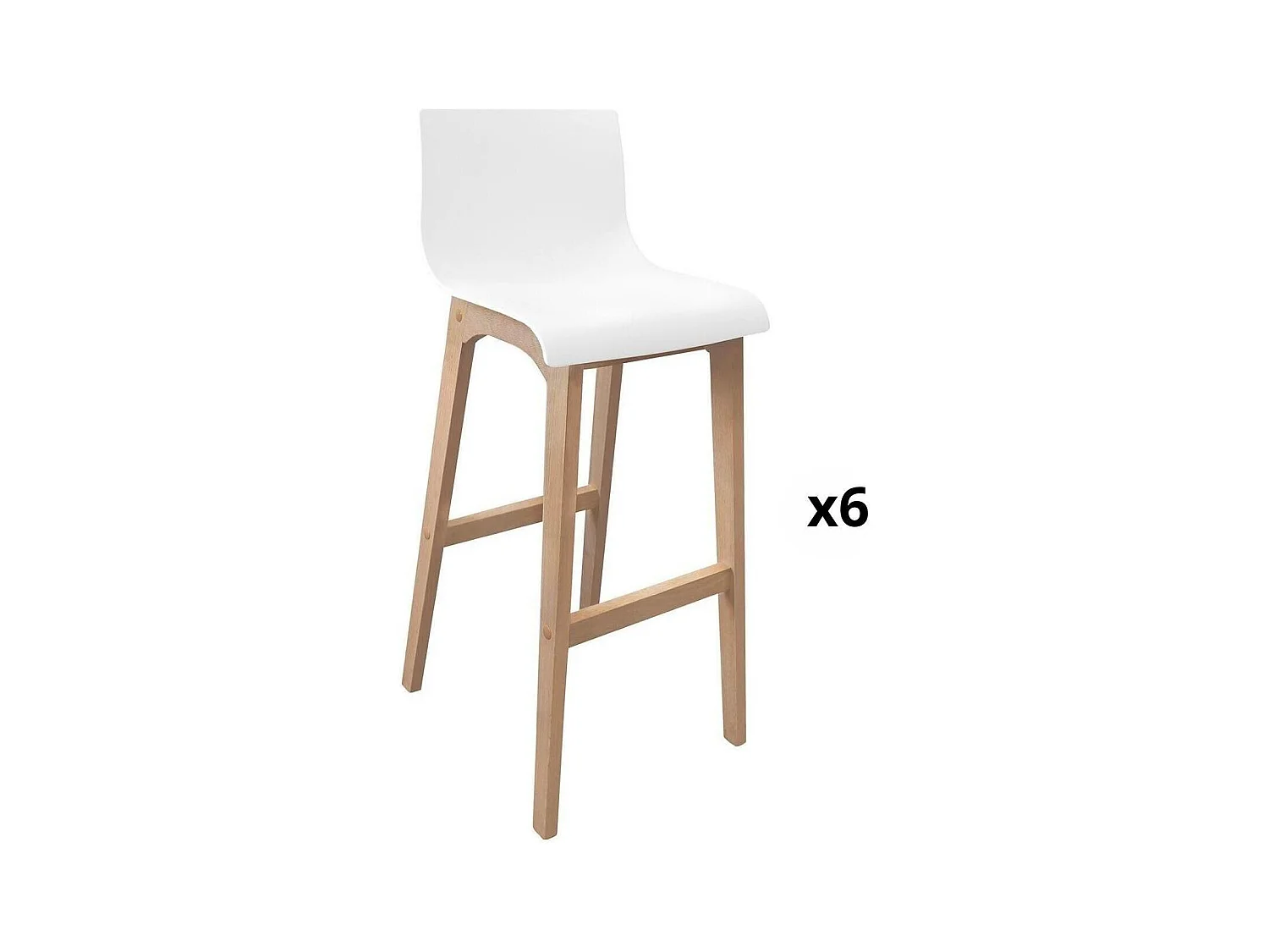 Set di sgabelli da bar TANNA in rovere da 75 cm con seduta in plastica bianca