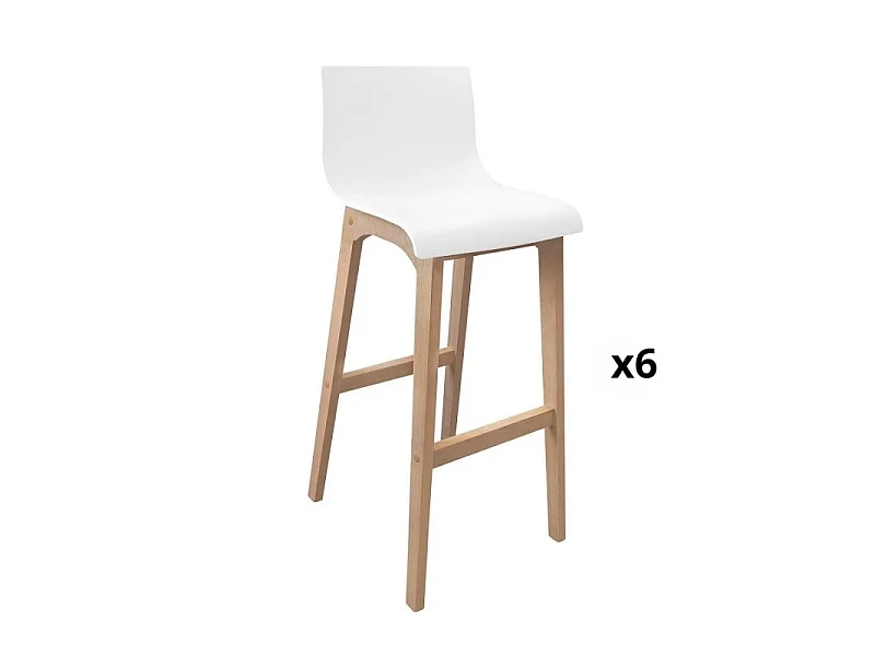 Conjunto de bancos altos de carvalho TANNA de 75 cm com assento de plástico branco