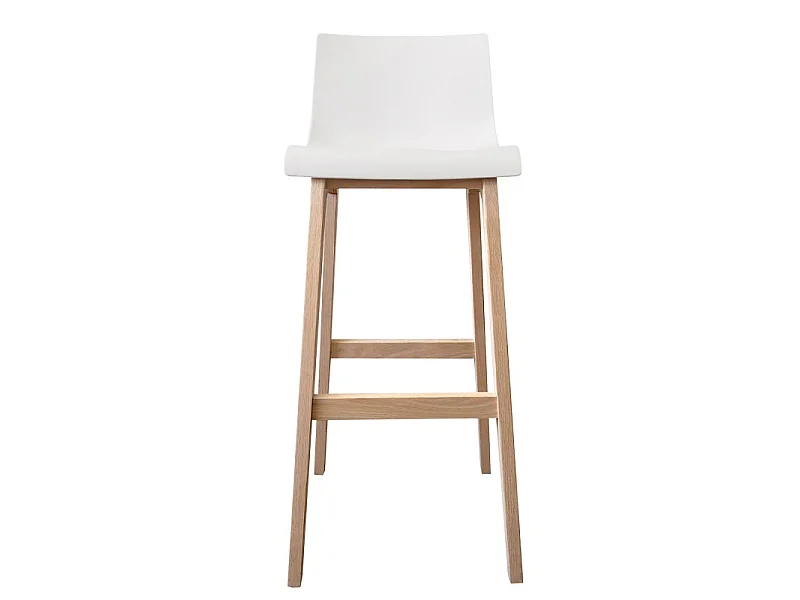 Conjunto de bancos altos de carvalho TANNA de 75 cm com assento de plástico branco