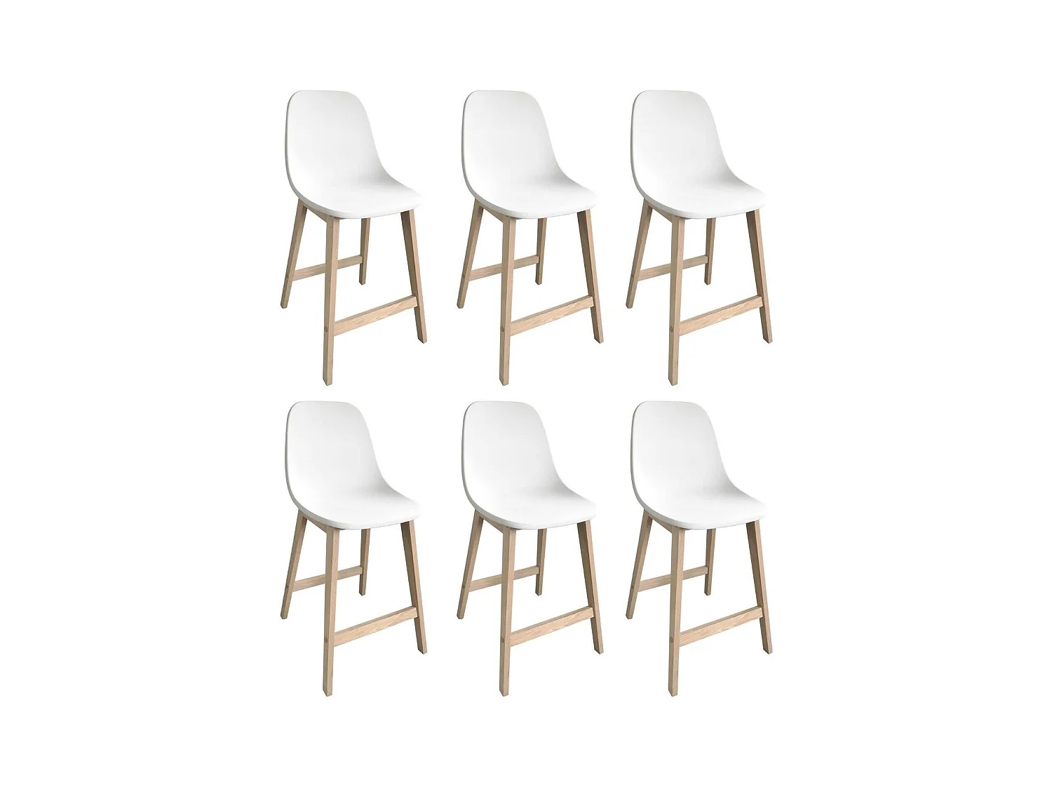Conjunto de sillas de isla y bar de roble con asiento de plástico de 65cm ELIOS